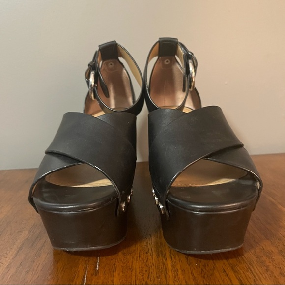 Marc Fisher Chic Black Leather Wedge Sandals. Women’s size 6.5 - Picture 6 of 13